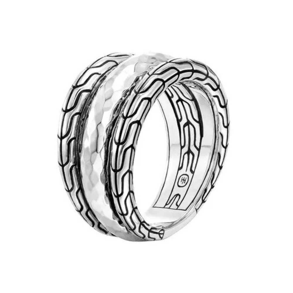 JOHN HARDY Classic Chain Hammered Ring in Sterling Silver Size 6